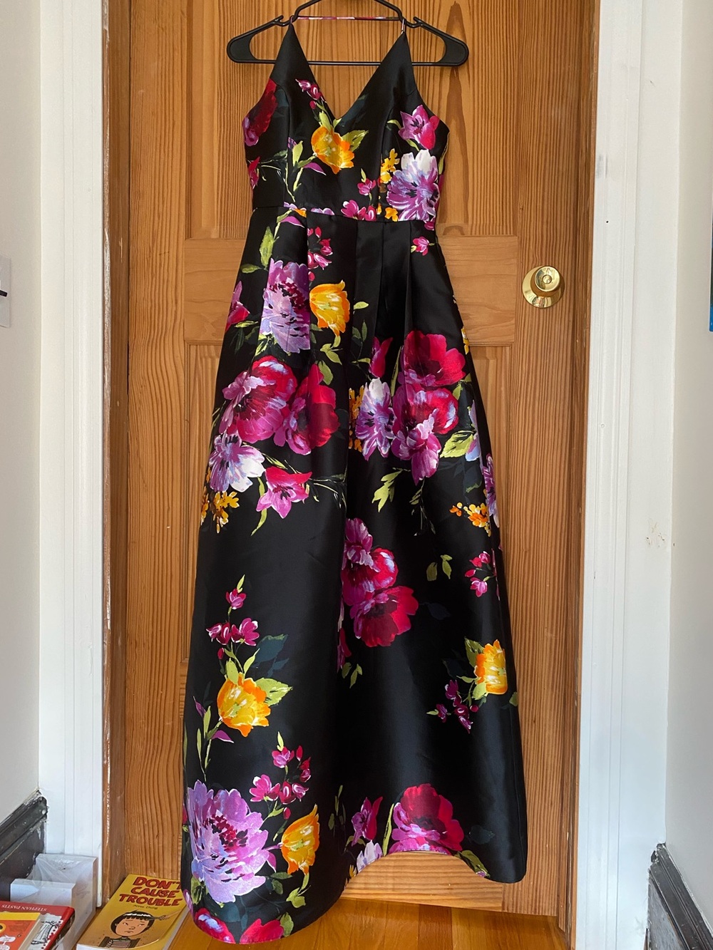 BCX Black Dress with Floral Accents
